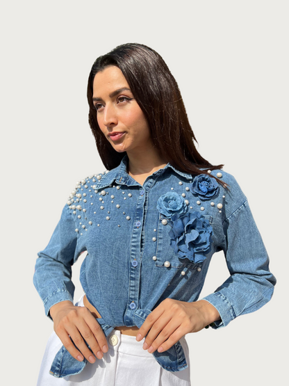 Rhinestone Denim Shirt
