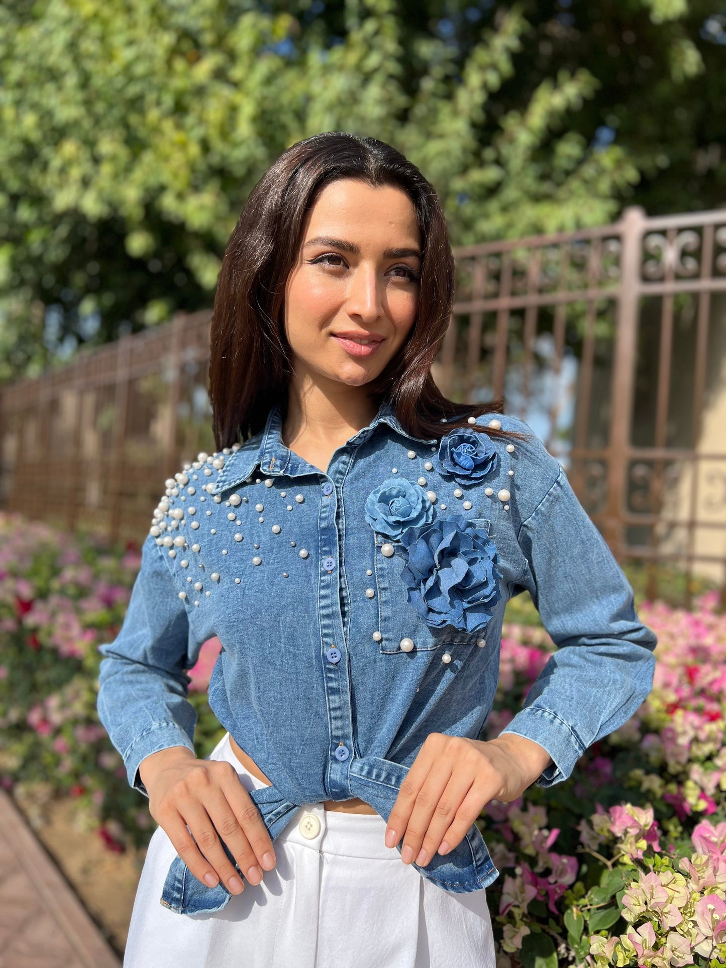 Rhinestone Denim Shirt