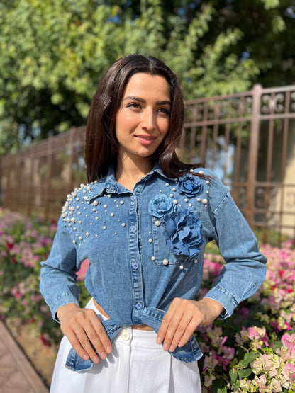 Rhinestone Denim Shirt