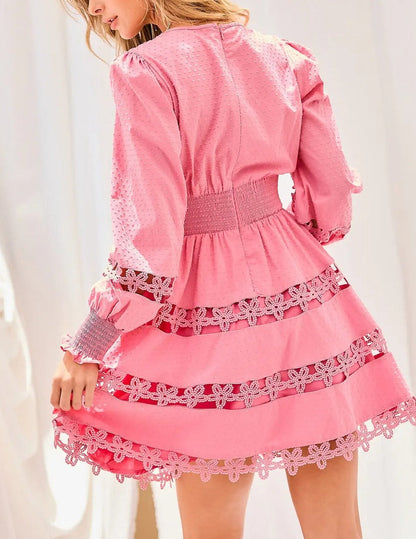 Floral Lace Trim Dress