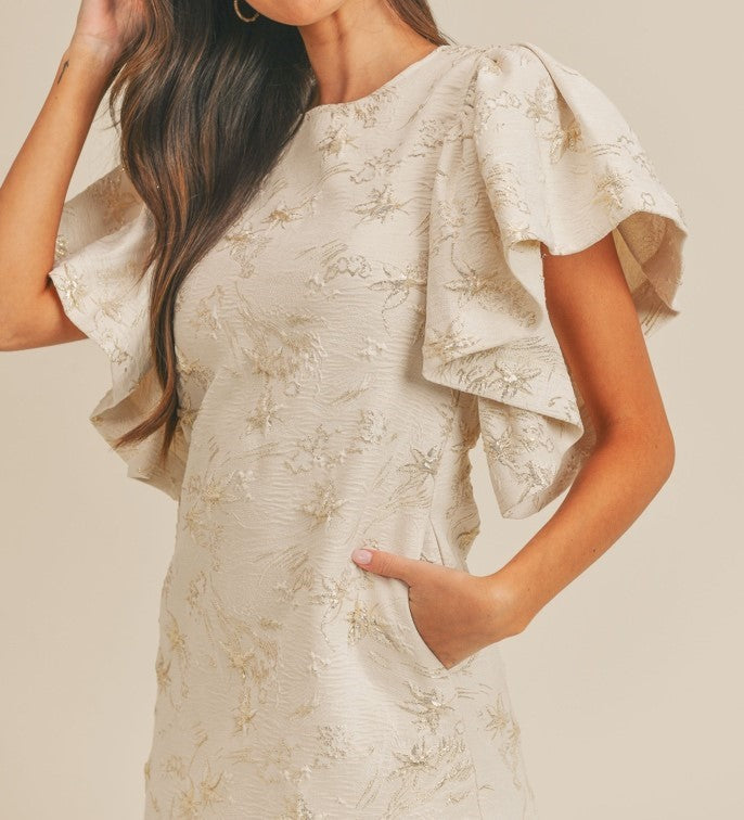 Big Ruffle Sleeve Detail Dress