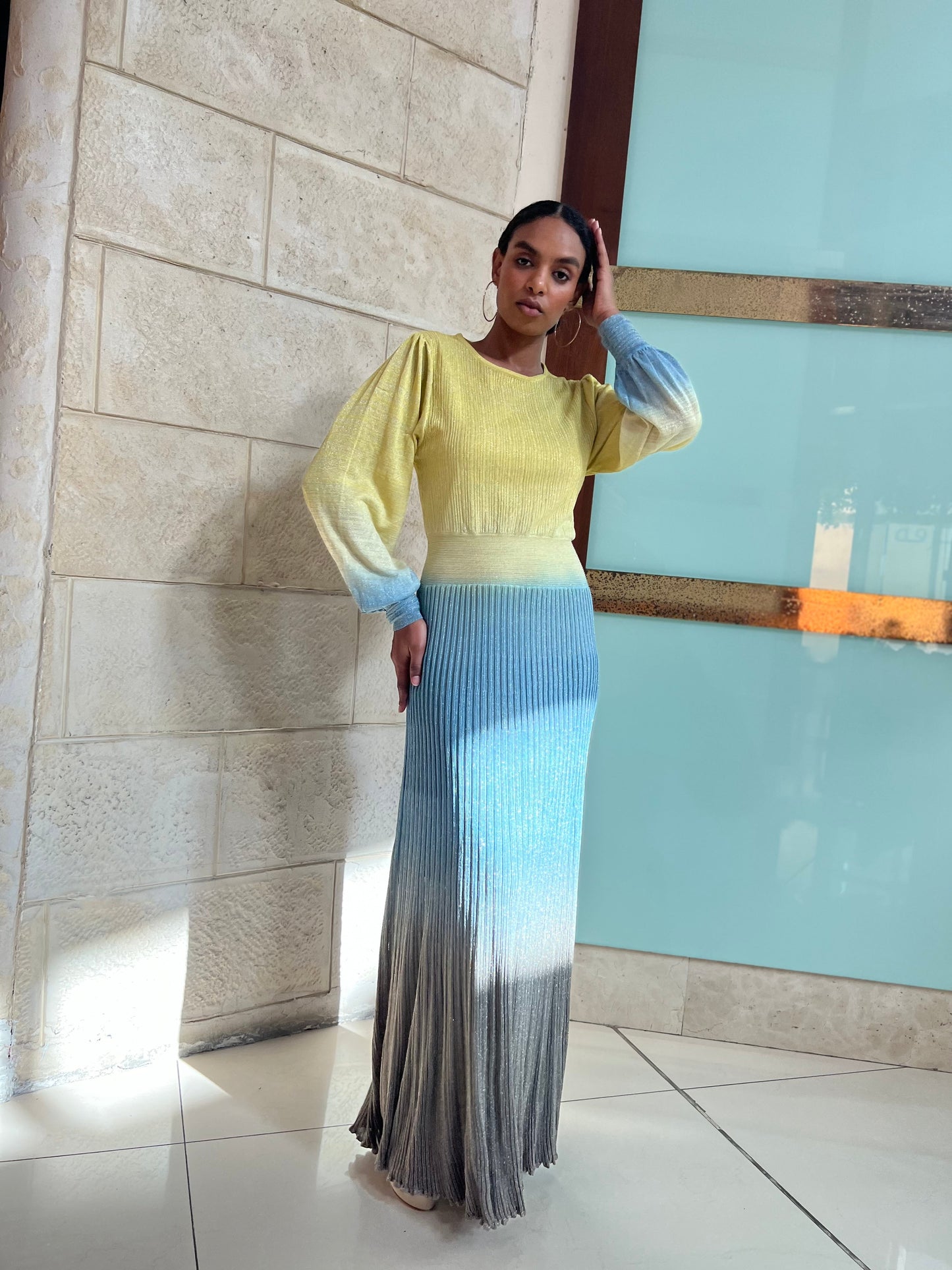 Multi color Knit Maxi Dress