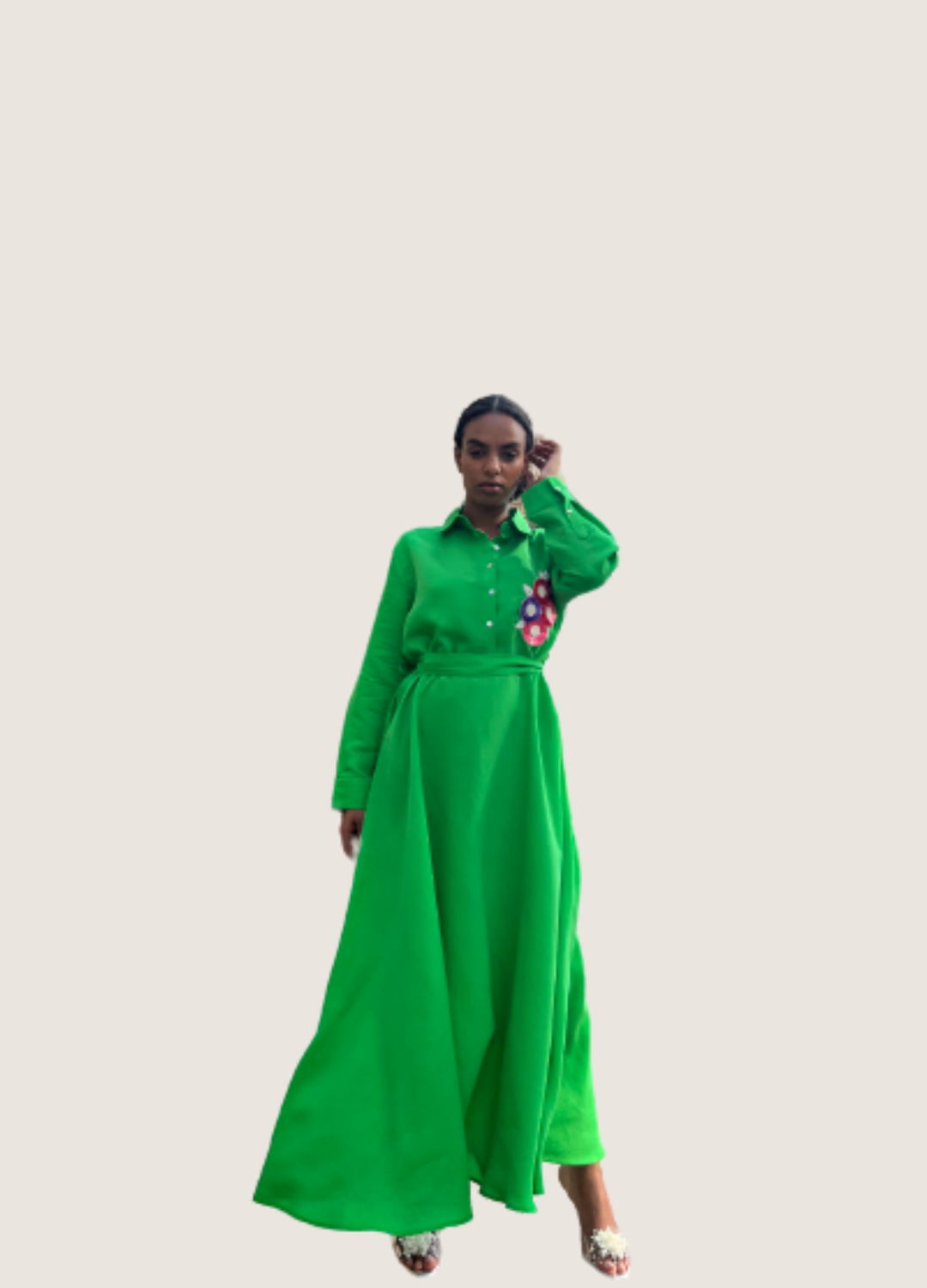 Belted Green Dress