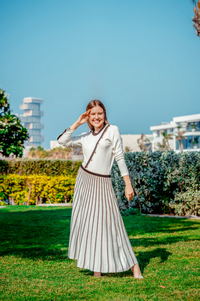 White & Black Midi Dress