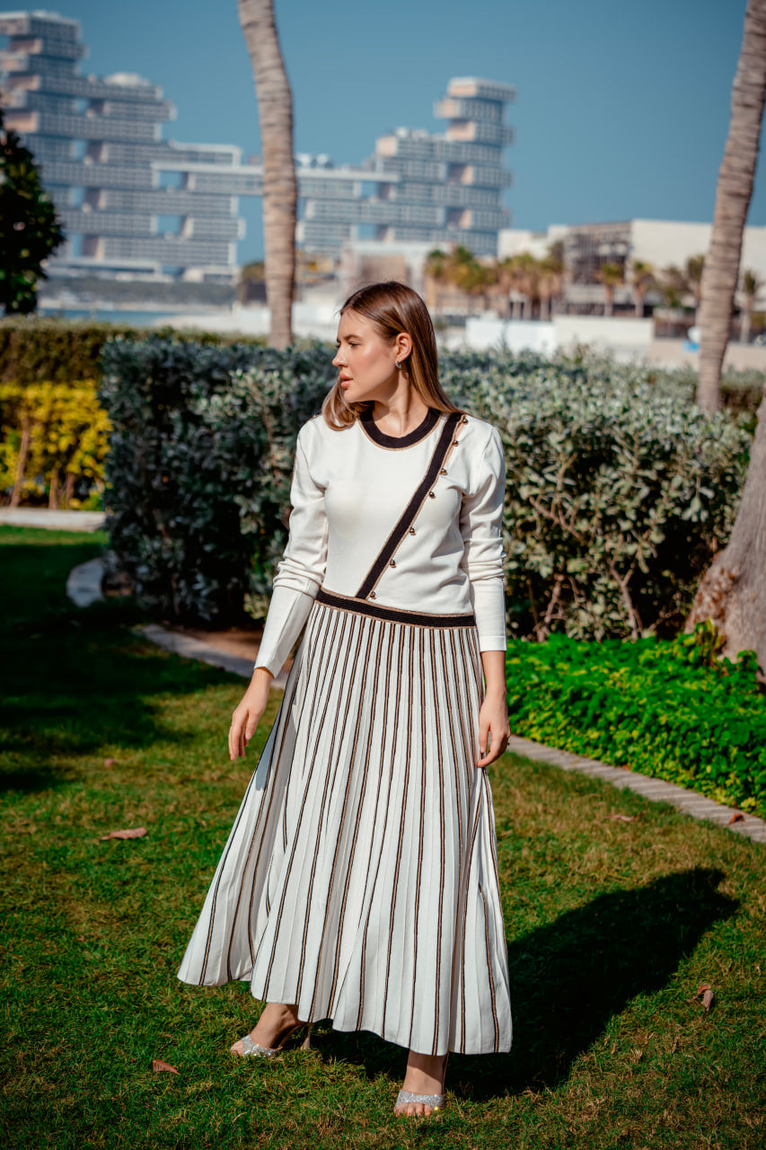 White & Black Midi Dress