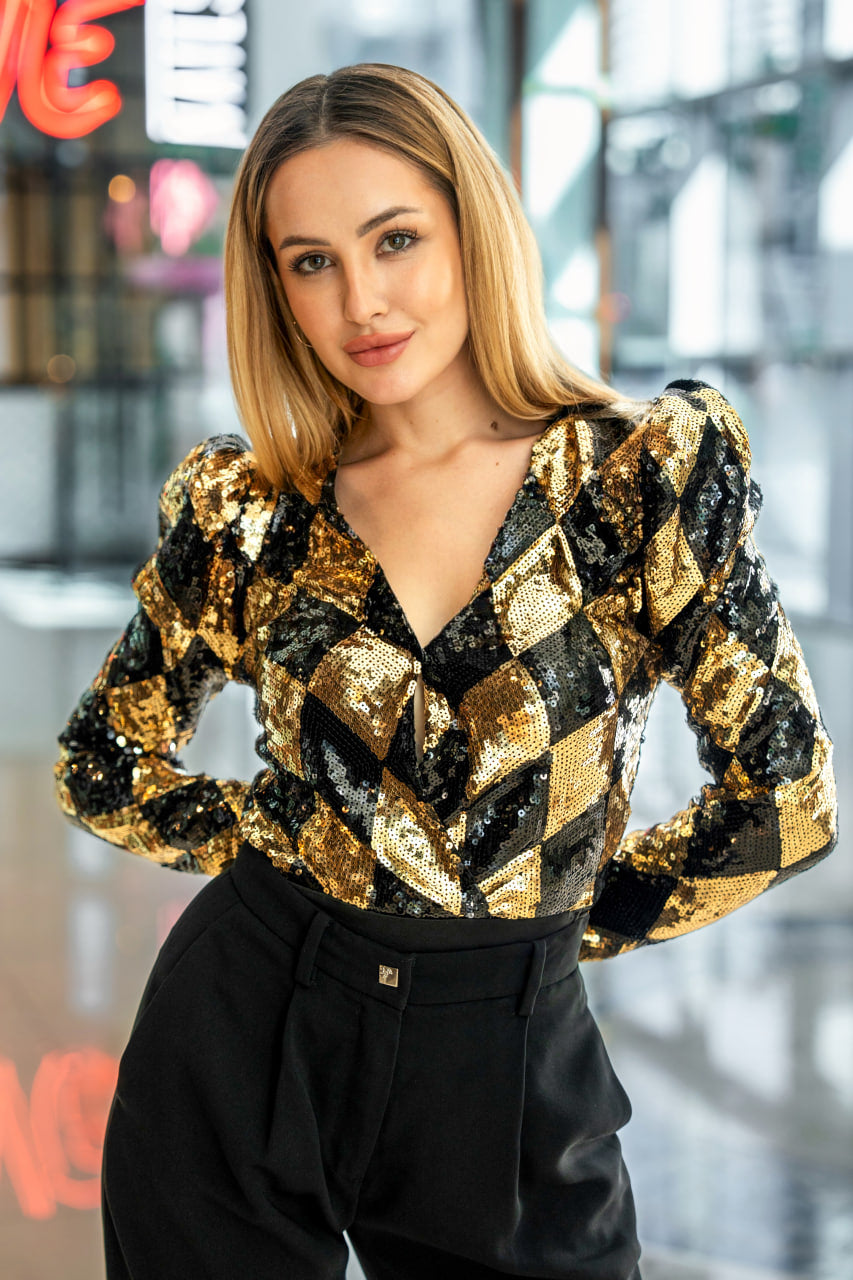 Sequins Print Fashion Bodysuit