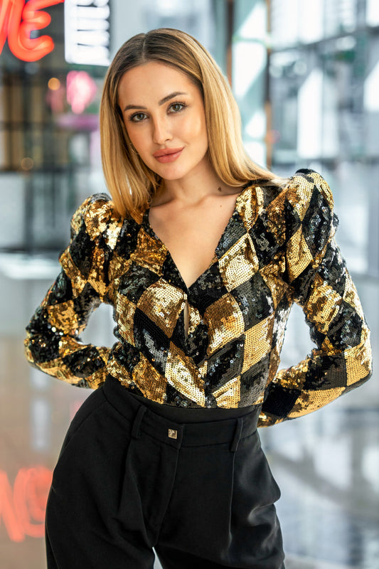Sequins Print Fashion Bodysuit