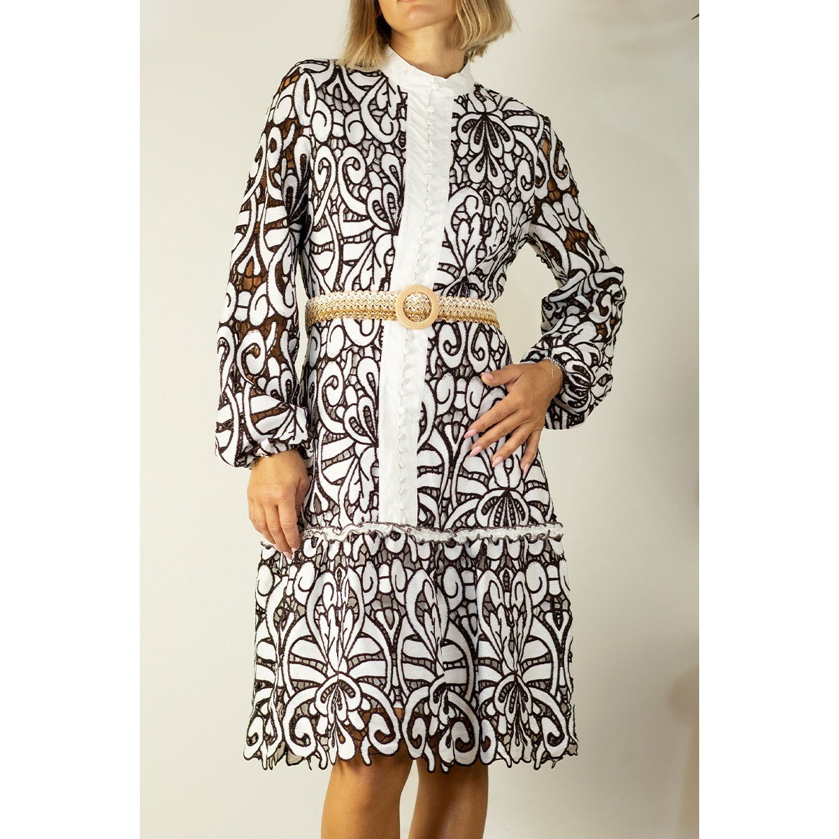 Belted Lace Dress